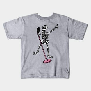 Funny dancing and singing skeleton cute cartoon digital illustration Kids T-Shirt